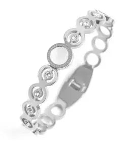 Geometric Stainless Steel Cuff Bracelet For Women With Adjustable Fit And Gold Color Plating