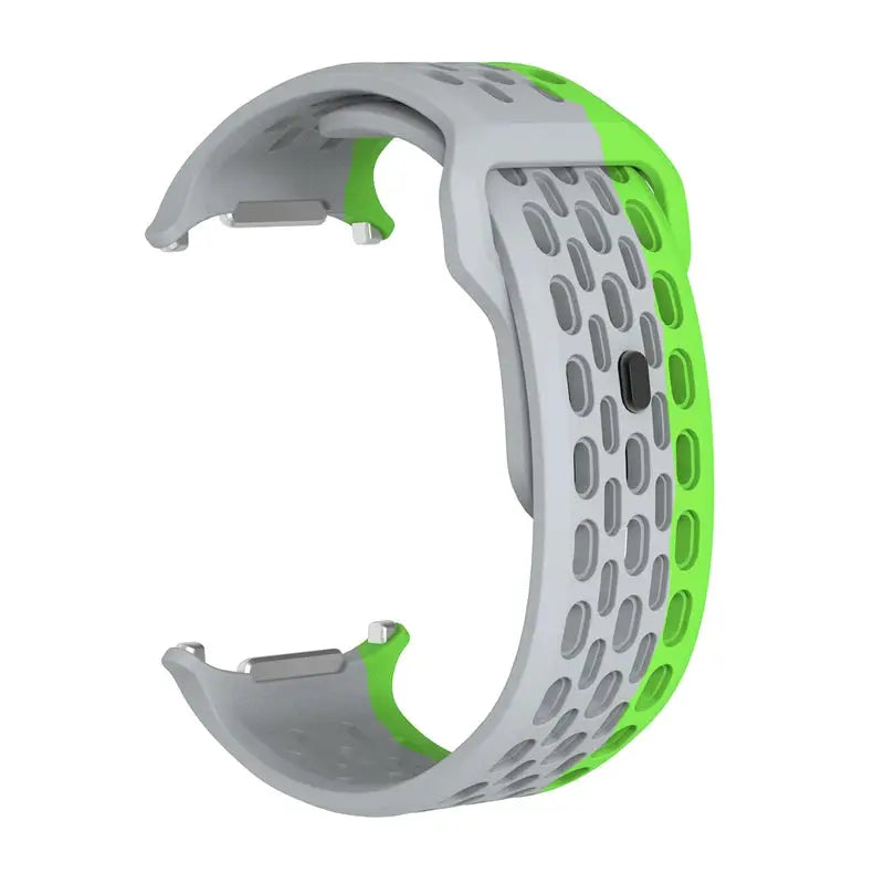 Marine Band silicone watch strap for Samsung Galaxy Watch Ultra 47mm, gray with neon green perforated accents
