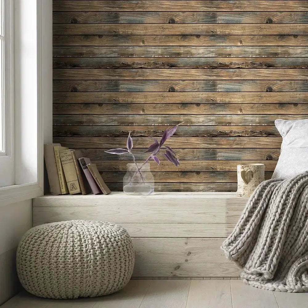 Retro Wood Peel And Stick Vinyl Wallpaper Self Adhesive Waterproof Removable Wood Plank Wall Covering
