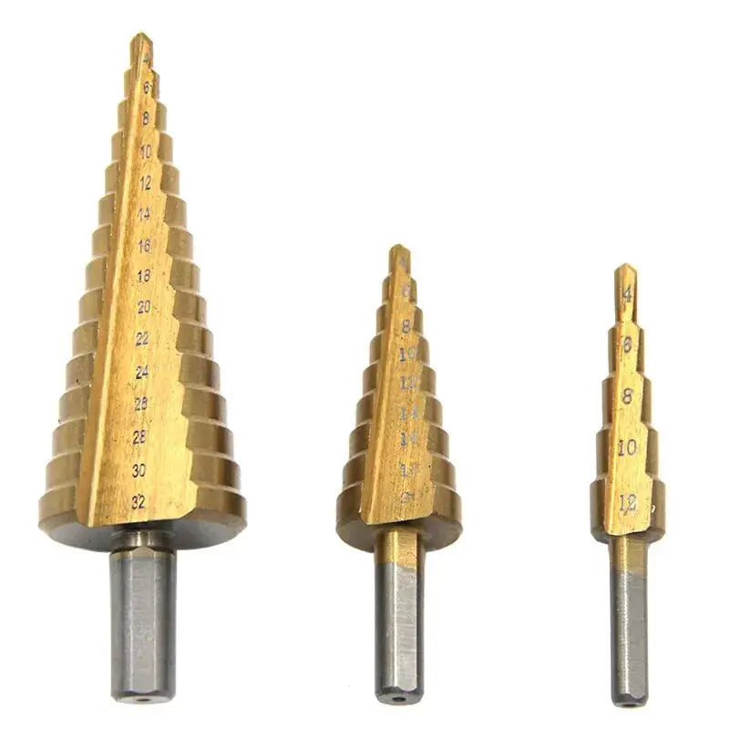 Triangular Handle Straight Groove Drill Bits Set 4-12mm 4-20mm 4-32mm And Titanium Plated Saw Drill Bits 3mm 6mm 8mm