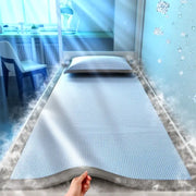 Simples Market ice silk sleeping mat, 1-piece light blue cooling pad with jacquard breathable cover for dorm beds