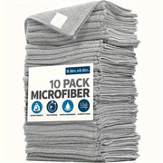 Simples Market 10-pack microfiber kitchen towels, light gray; ultra-durable, fast-drying, super-absorbent (9.8in x 9.8in).