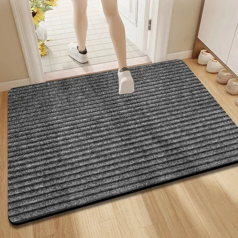Simples Market entrance door mat, grey striped, water-absorbent and anti-slip for indoor and outdoor use