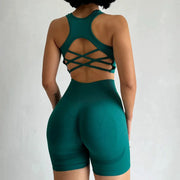 ZenFlex Seamless Yoga Set for Women Breathable Quick Dry Two Piece High Waist Bra and Shorts