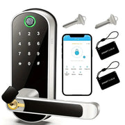 Smart Fingerprint Door Lock With App Control, Keyless Entry, WiFi, NFC, Touchscreen, IP67 Waterproof, 2 IC Cards