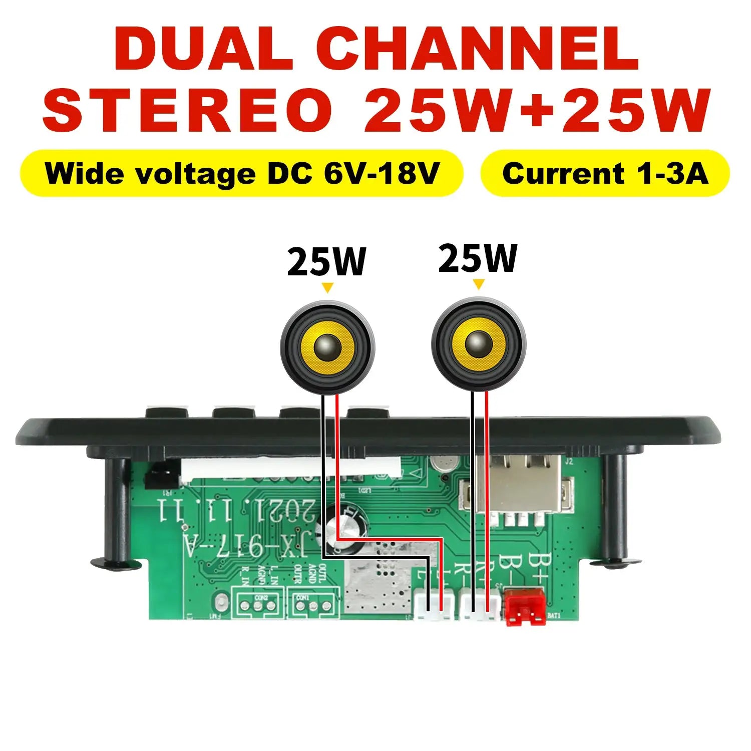 60W 50W Bluetooth 5.0 Amplifier MP3 WAV Decoder Board DC 12V for DIY Car Audio USB FM TF Card Mic