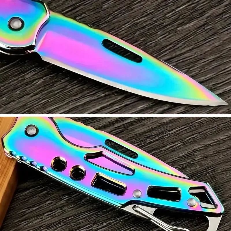 Folding Fruit Knife Stainless Steel Pocket Knife With Non Slip Handle For Kitchen And Fruit And Meat Slicing