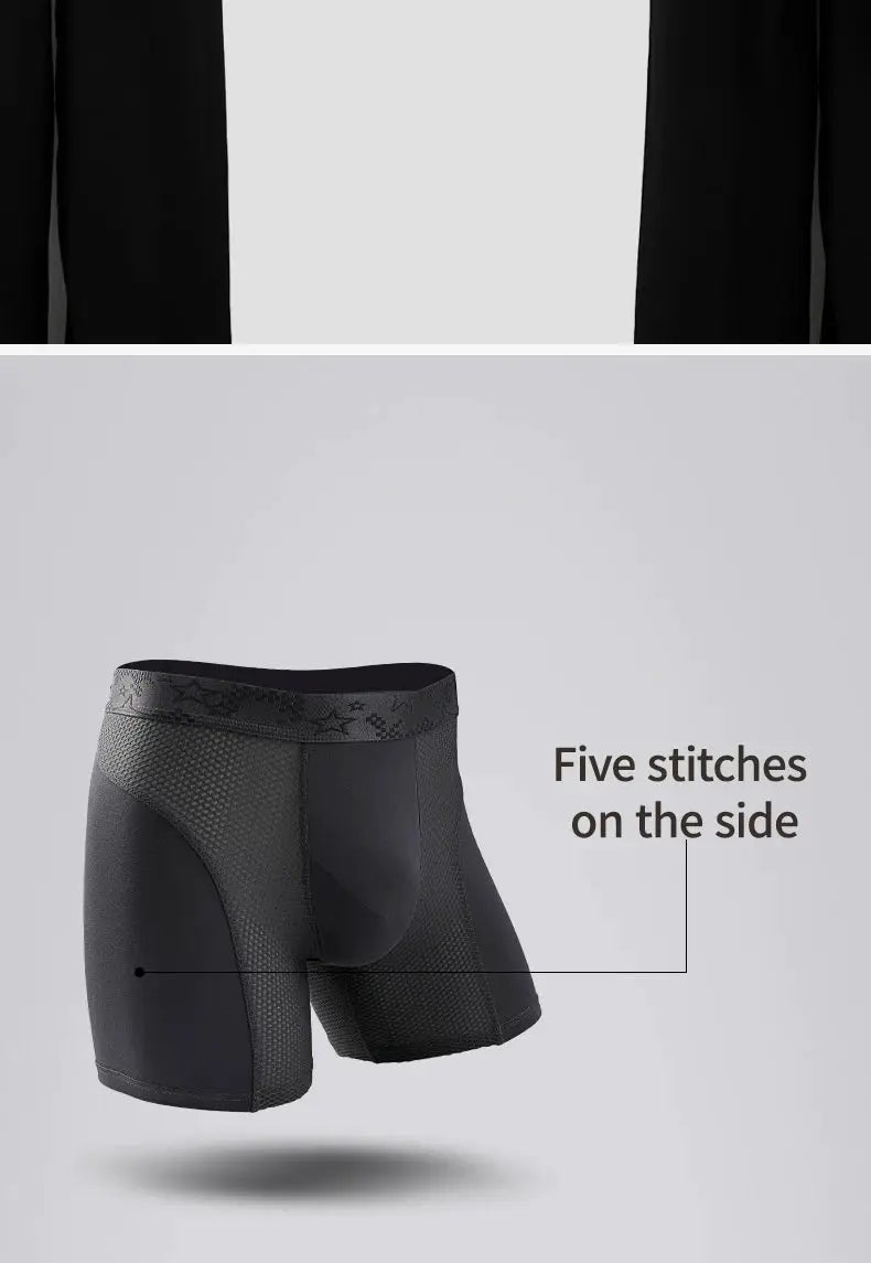 Simples Market extra-long men's boxer briefs with breathable textured panels, black