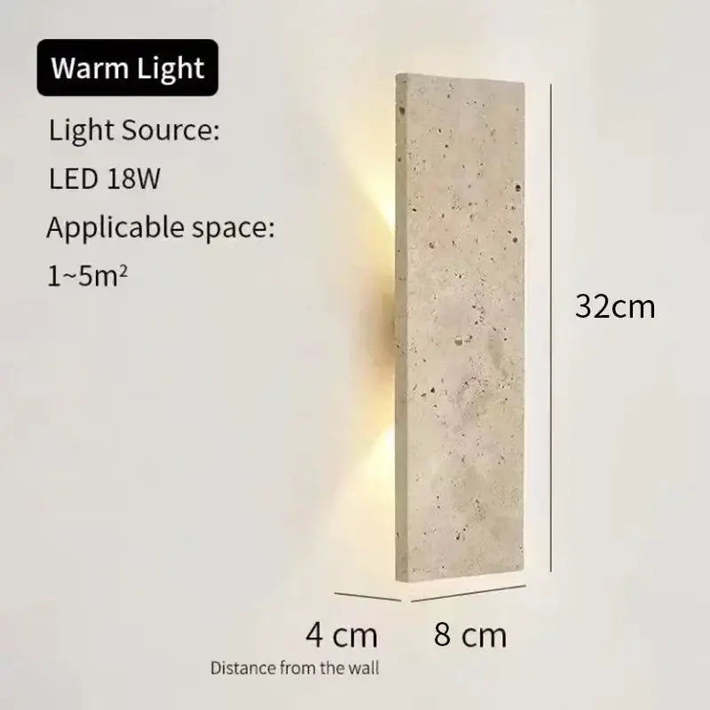 Outdoor waterproof wall lamp by Simples Market, natural stone finish, 18W LED, warm light, 32cm tall