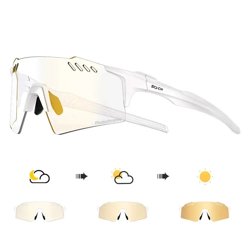 SCVCN Photochromic Cycling Glasses With Adaptive Lenses UV400 Protection For Outdoor Sports