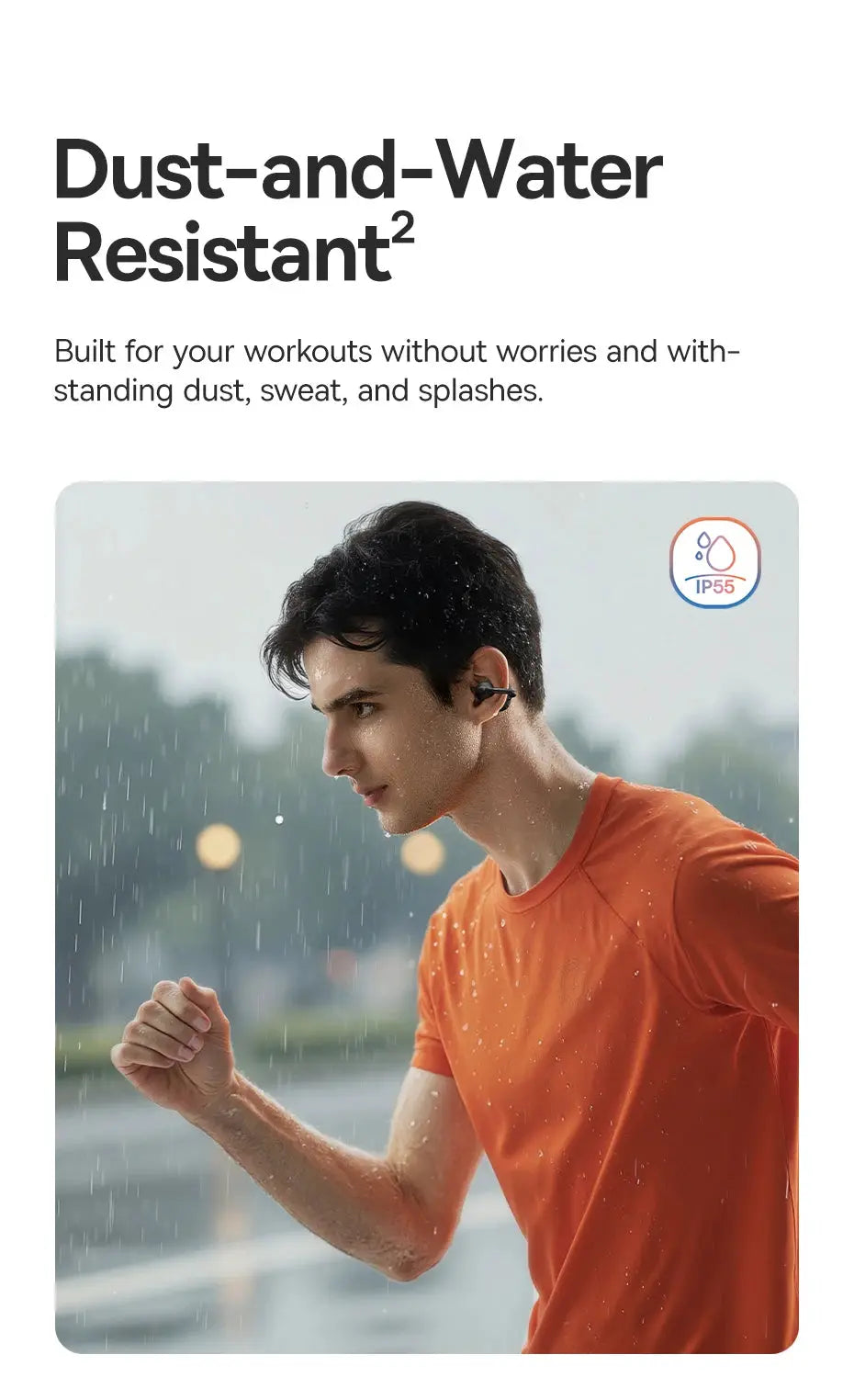 Baseus BC1 ear-clip open-ear wireless earbuds, black, IP55 dust and water resistant.
