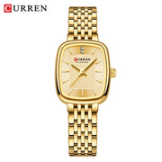 CURREN women's gold-tone quartz wristwatch with steel link bracelet