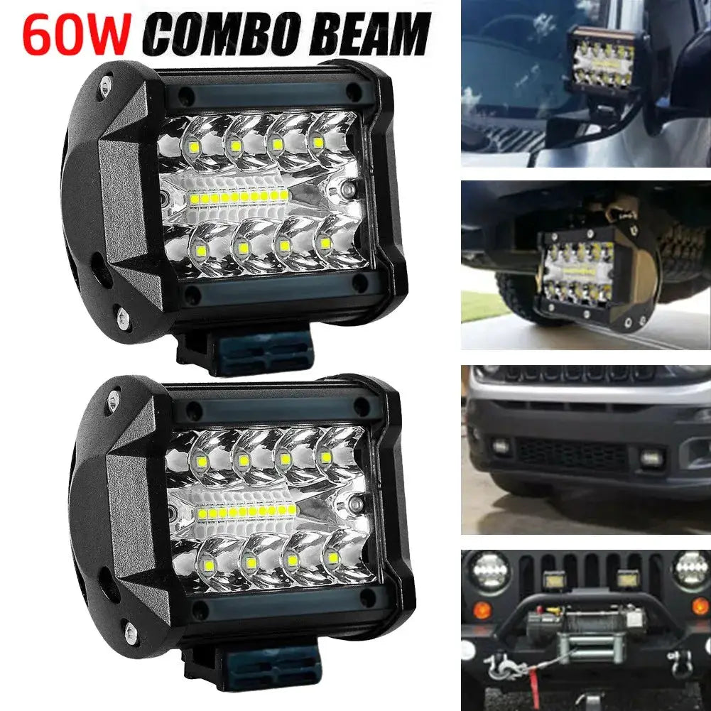 12V 60W LED Light Bar Offroad Spot Flood Combo For Trucks Cars SUVs ATVs UTVs 4WD Work Light