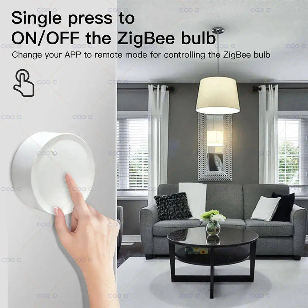White round wall-mounted Tuya ZigBee smart knob switch with dimmer