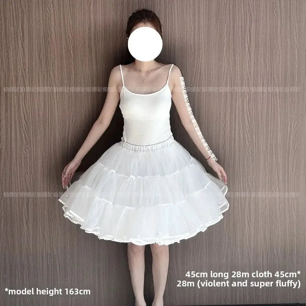 Lolita petticoat underskirt, 35cm white fluffy tulle with layered mesh.