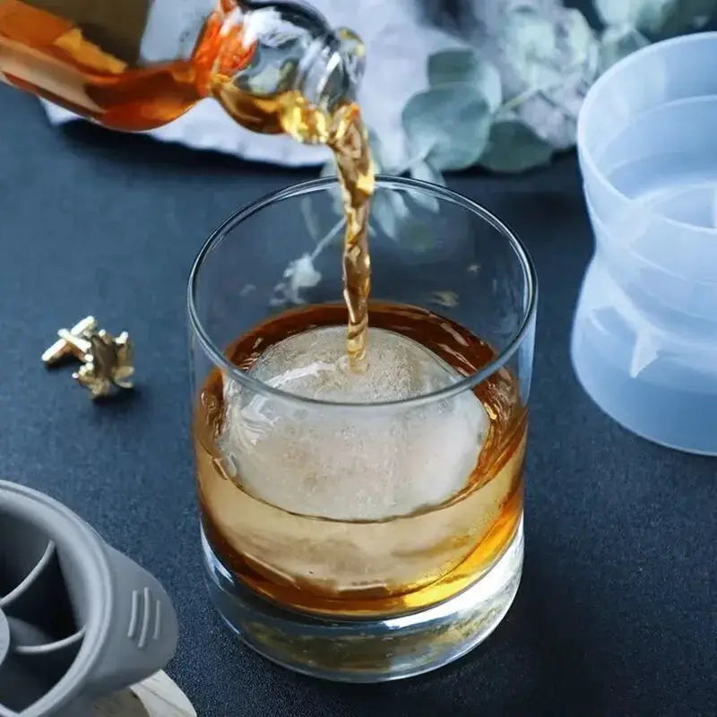 Two Piece Silicone Large Sphere Ice Cube Molds Set For Whiskey And Cocktails Ball Shaped Ice Balls