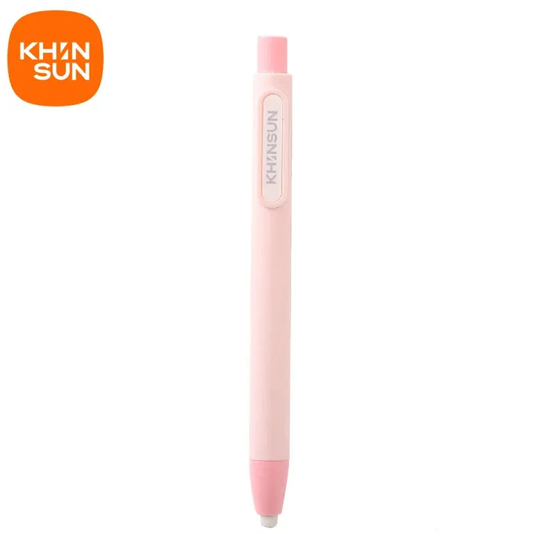 Retractable pencil eraser by KHINSUN, pink, pen-style stationery