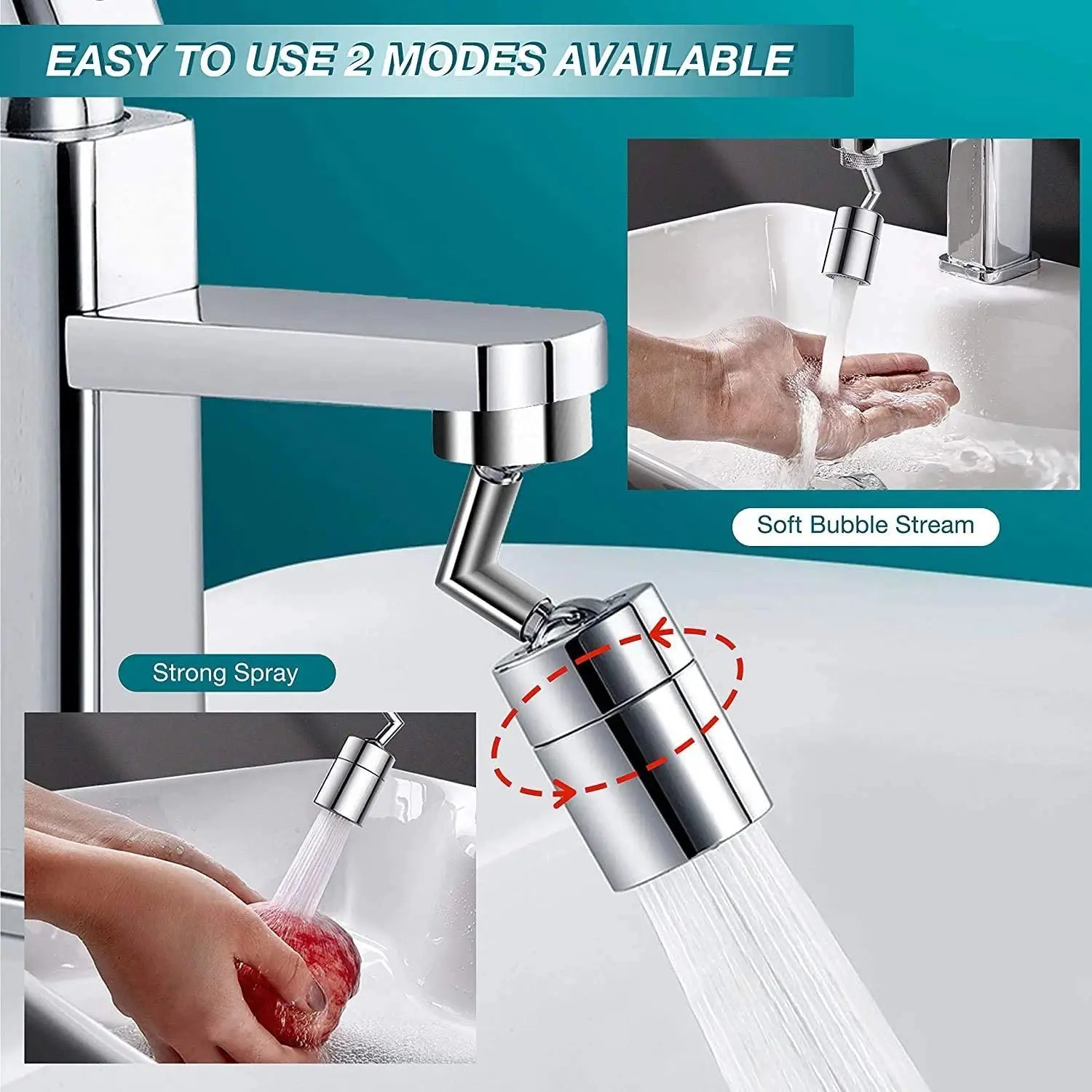 Simples Market chrome rotatable tap aerator sprayer head for basin, water-saving with soft bubble stream
