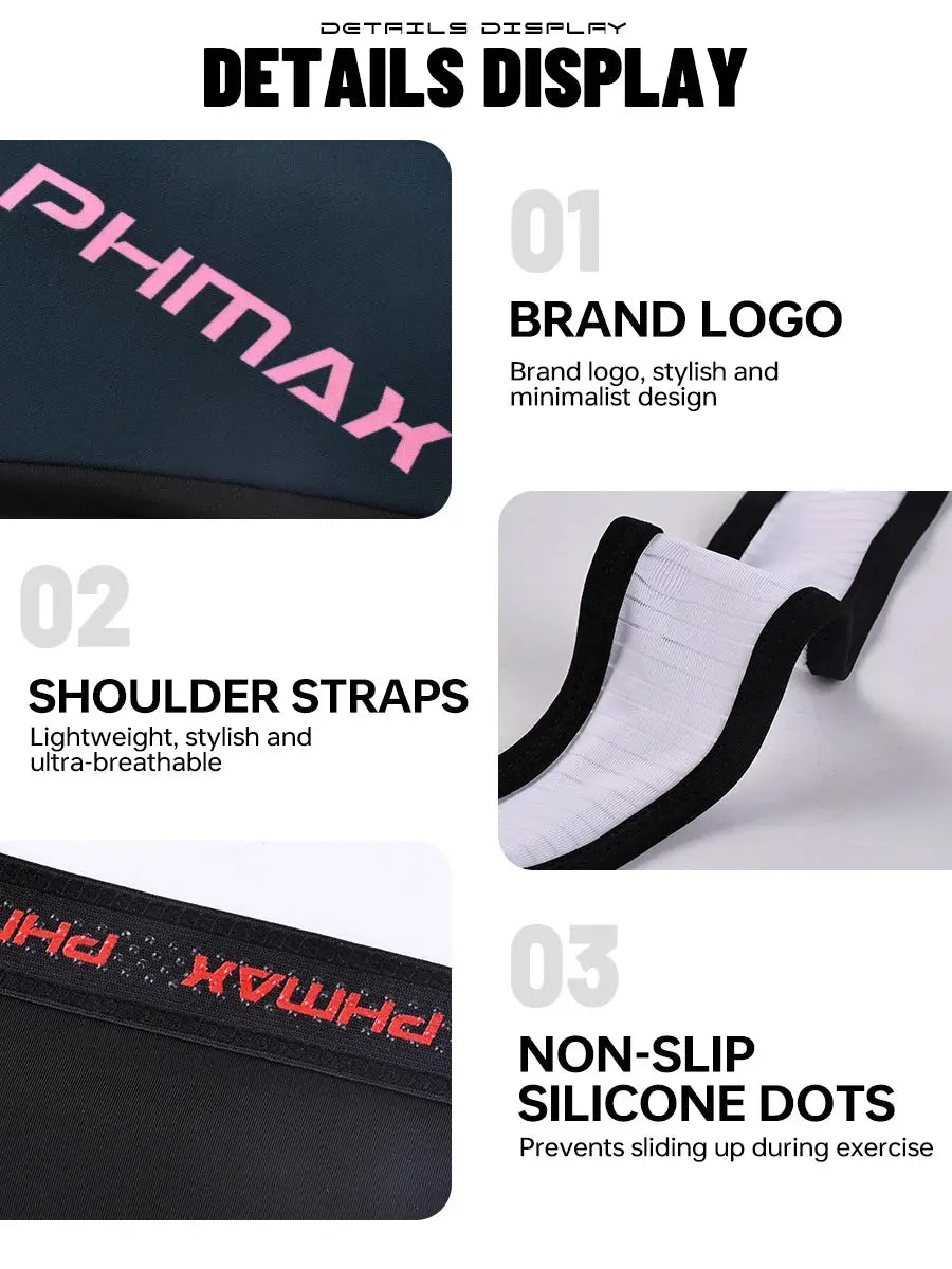 PHMAX men's cycling bib shorts with 5D silicone padding, breathable quick-dry fabric and pockets by Simples Market