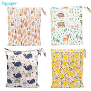 Sigzagor Wet Dry Bag With Two Zippers Waterproof Reusable 36cm By 29cm For Baby Diapers Nappies Soiled Clothes Swimwear