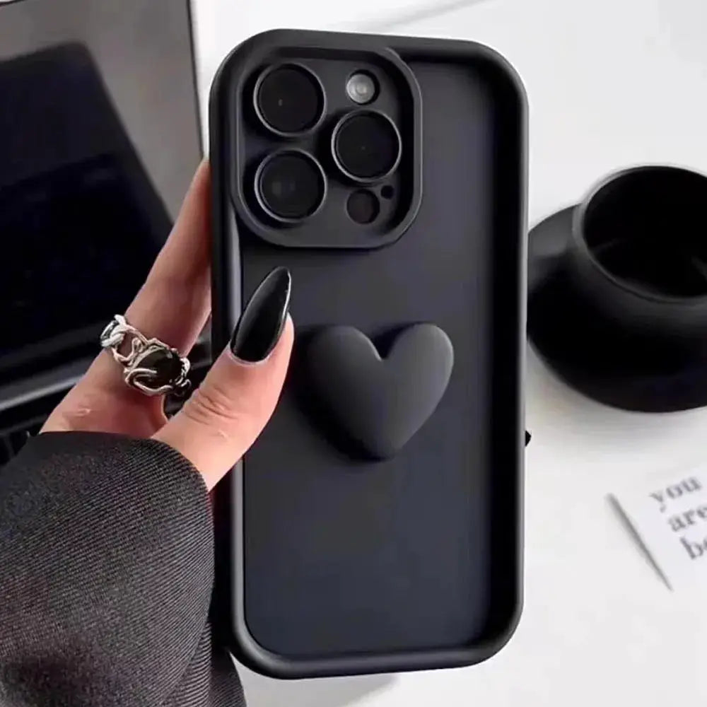 LuxCase 3D Love Heart Silicone Phone Case For iPhone 11 Through 17 Shockproof Candy Color Protection