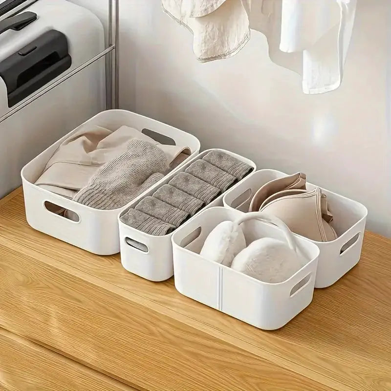 5 Pack Stackable Storage Box Set Plastic Organizer Containers Durable Reusable For Kitchen Bathroom Dorm Essentials