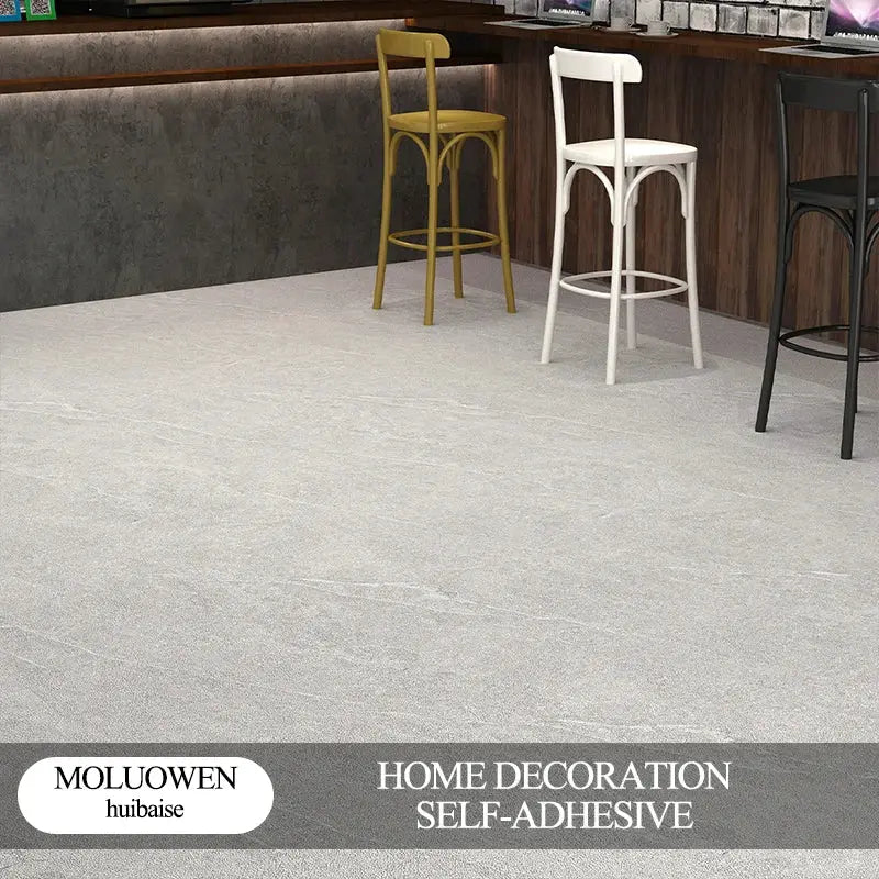 MOLUOWEN self-adhesive floor tile sticker, PVC, waterproof, 40cm, light grey stone-look flooring