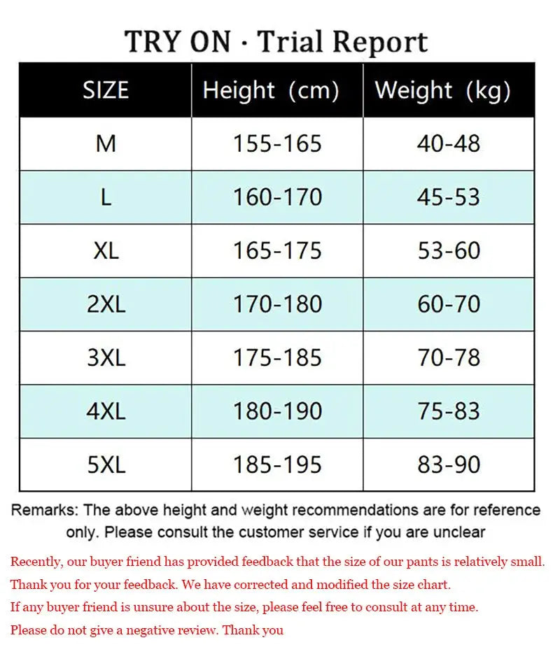 New Winter Lambswool Outdoor Waterproof Cargo Pants — Simples Market size chart with height and weight ranges