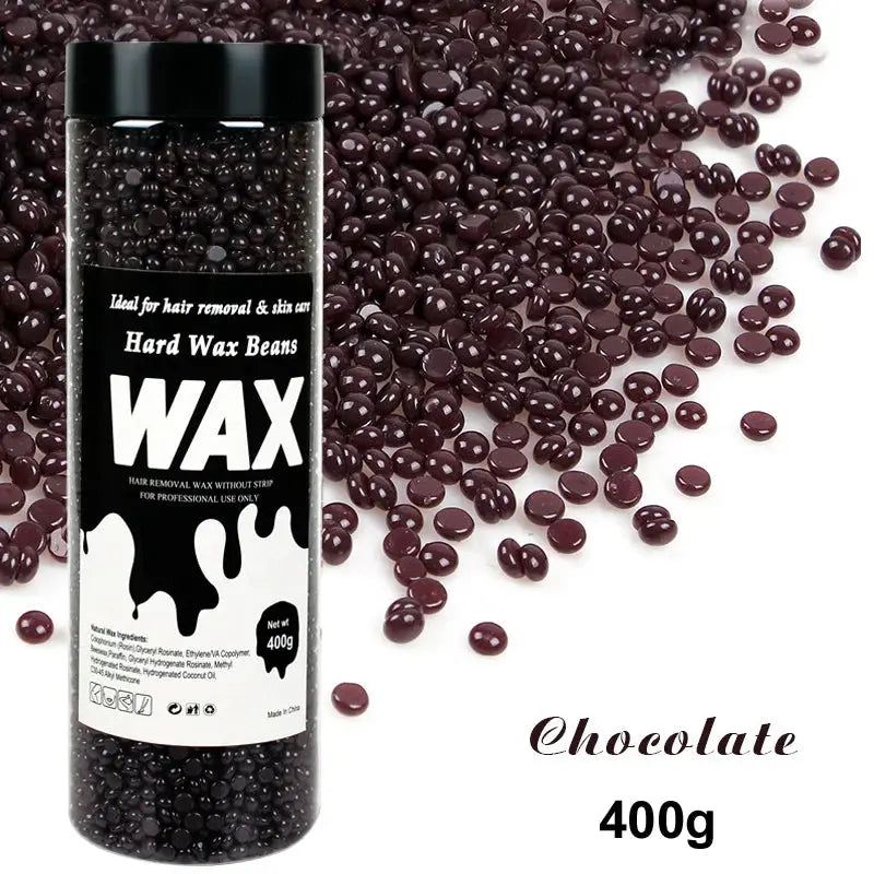 Hard wax beans bottle, chocolate brown 400g for heating wax machines, Simples Market