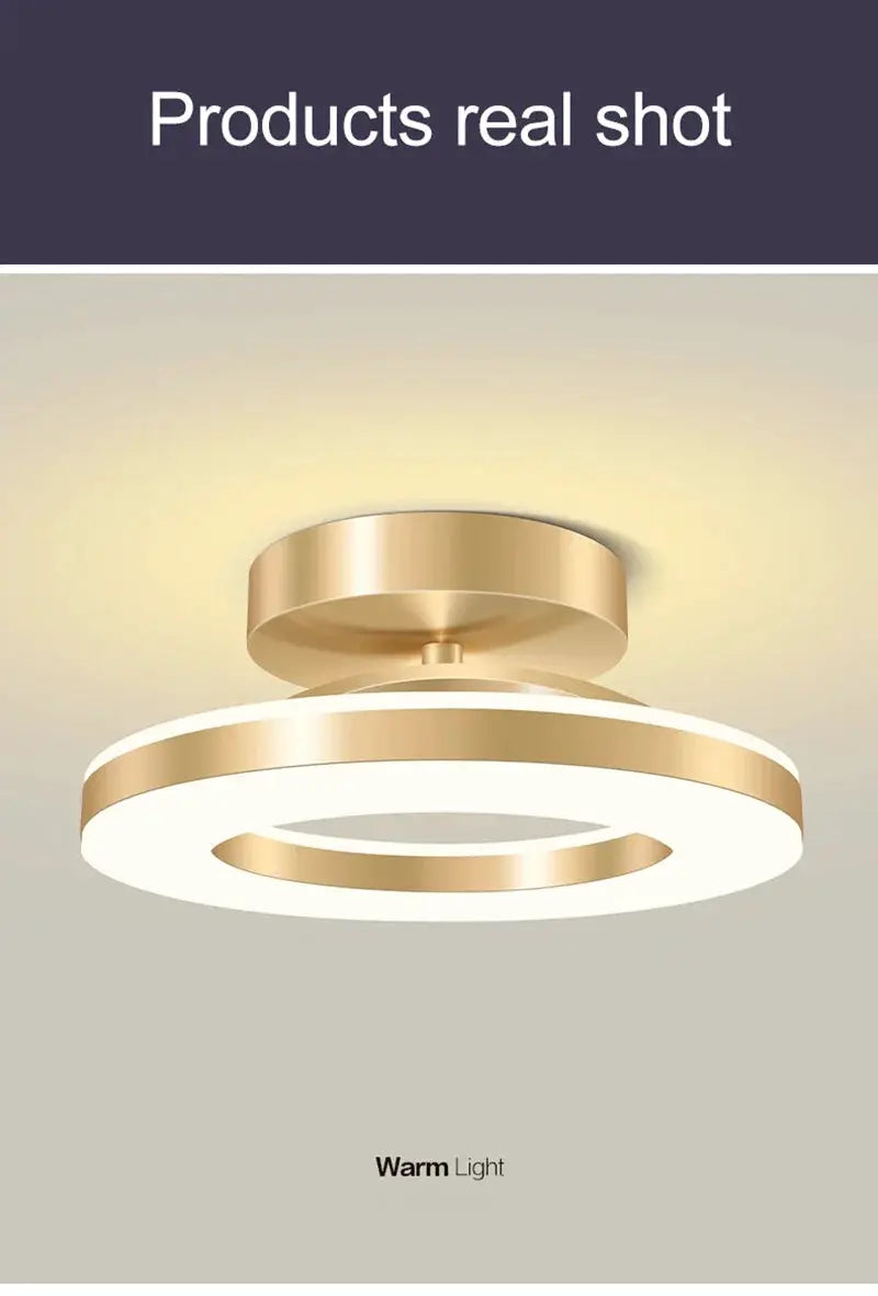 Simples Market modern LED ceiling lamp with gold circular rings and warm light