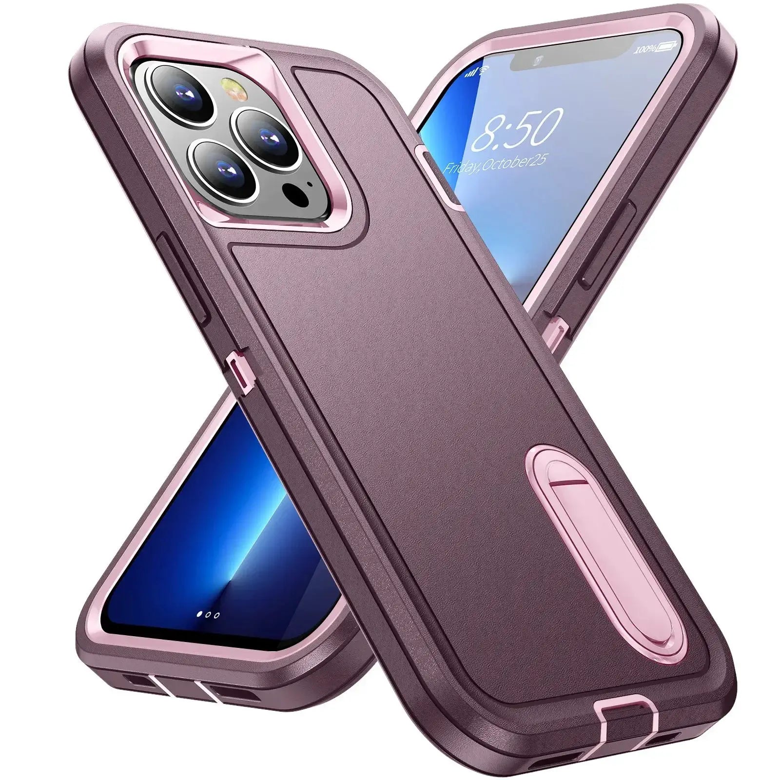 Case for iPhone 17 Pro Max and other models by Simples Market; heavy-duty silicone protective cover with full-body shock absorption in pink-purple