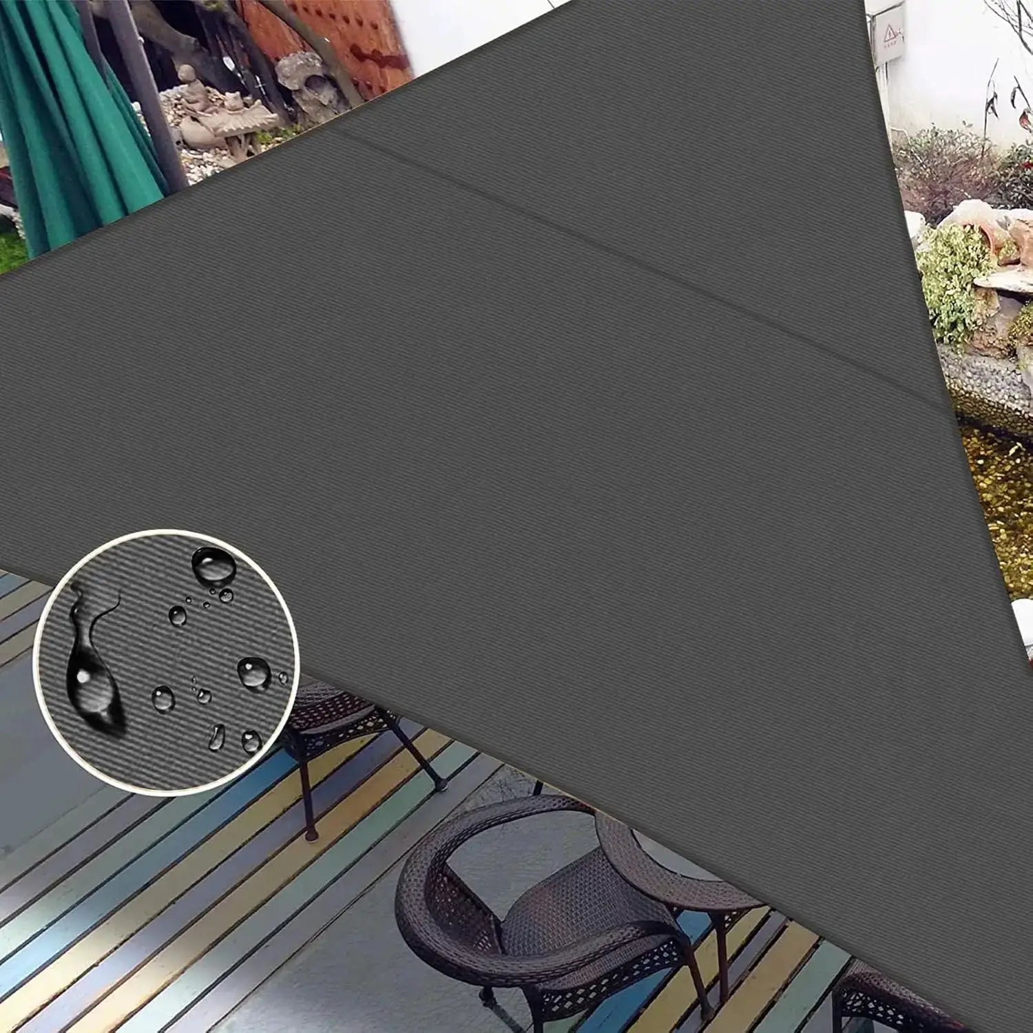 Simples Market triangle shade sail canopy, waterproof, dark gray outdoor shade cloth for patio and garden
