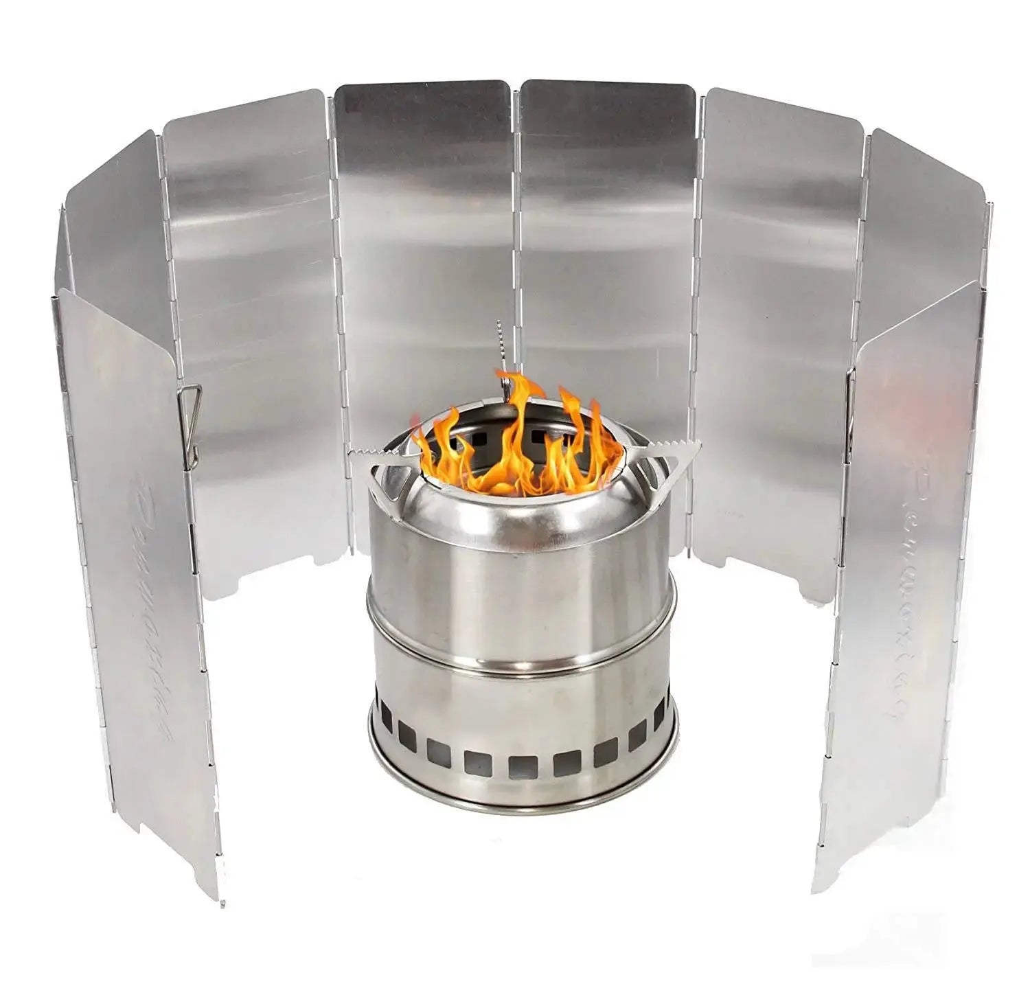 Simples Market aluminum gas stove wind shield, folding windproof panels for outdoor camping cooking.