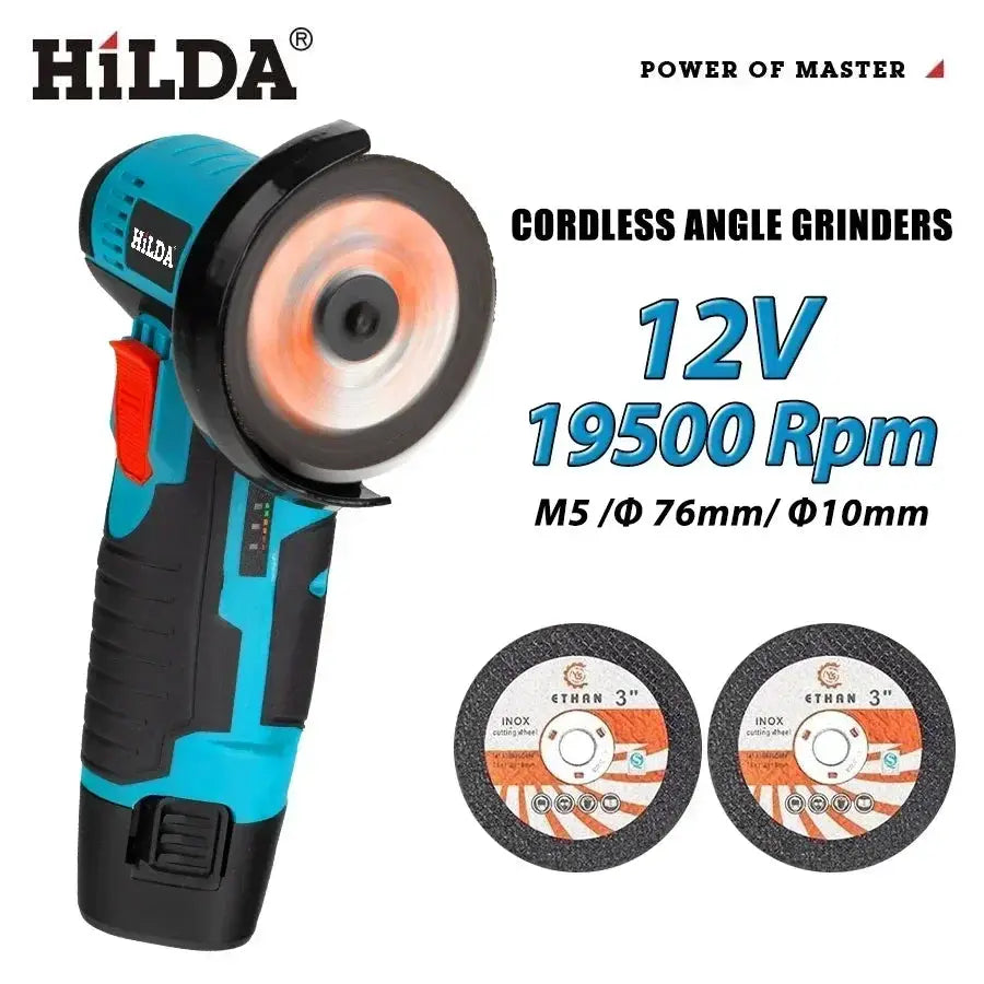 HiLDA 12V 3 Inch Lithium Electric Angle Grinder Portable Mini Handheld Cutting And Polishing Tool