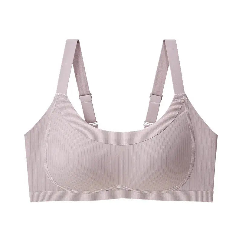 FallSweet seamless wireless bra for women, pale pink ribbed full-cup with adjustable straps by Simples Market