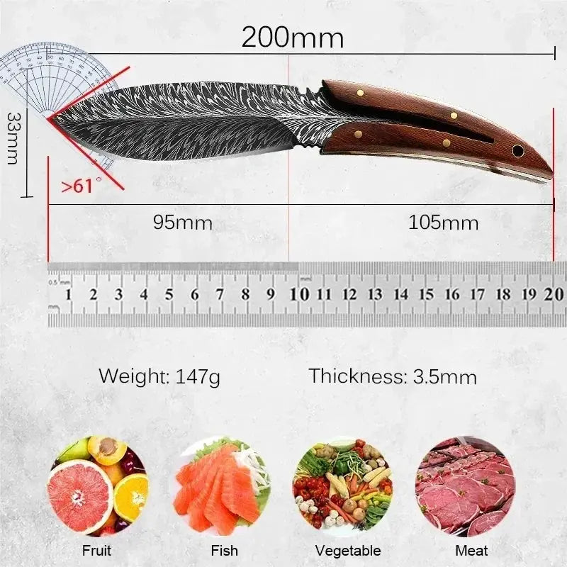 ChefMate Boning Filleting Utility Knife With High Carbon Stainless Steel Blade And Wooden Handle