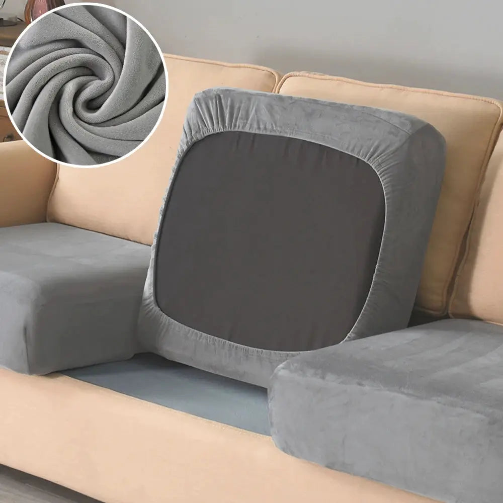 Soft velvet sofa slipcover for chaise lounge by Simples Market, gray, elastic, removable, pet-friendly