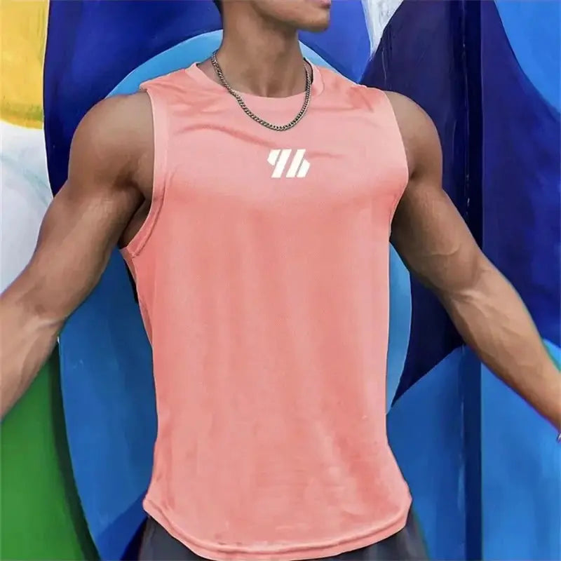 Summer Mesh Gym Vest For Men Sleeveless Tank Top High Quality Fitness Sports Shirt