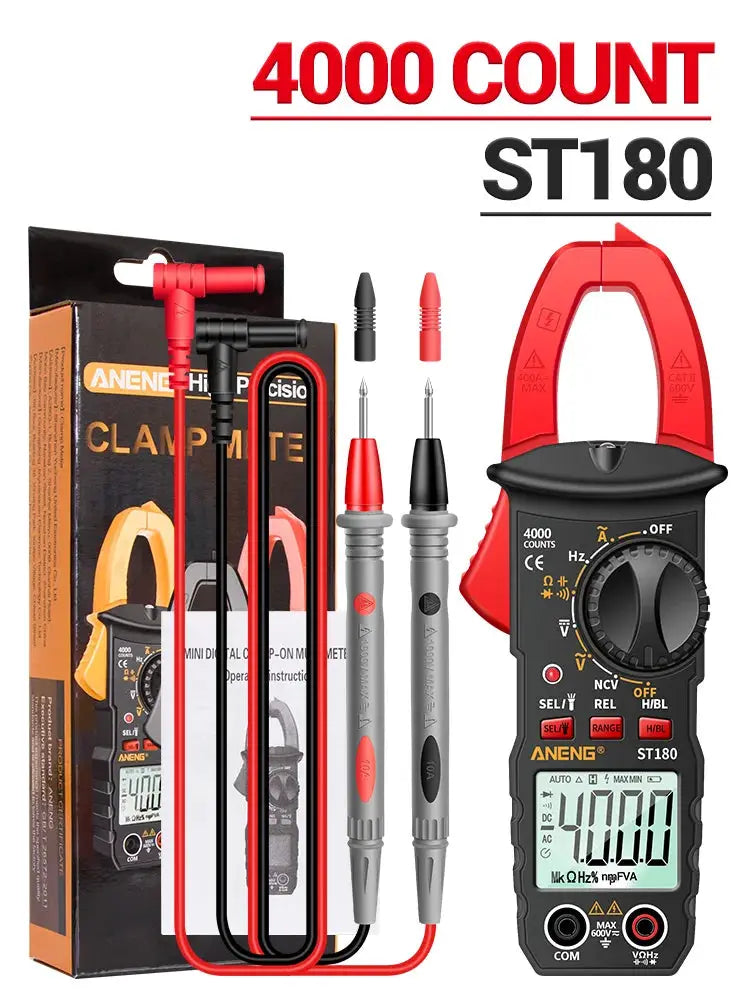 ANENG ST180 AC Current Clamp Meter Digital 4000 Counts Multimeter Capacitance NCV Ohm Ammeter Voltage Tester Car Amp