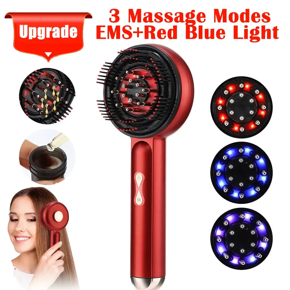 Electric Vibration Massage Comb With Red Light Therapy For Hair Growth Scalp Care Anti Hair Loss Liquid Oil Applicator