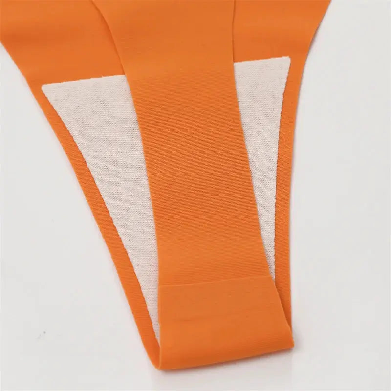 FINETOO orange seamless thong underwear, 3-pack, ice silk fabric with white lining
