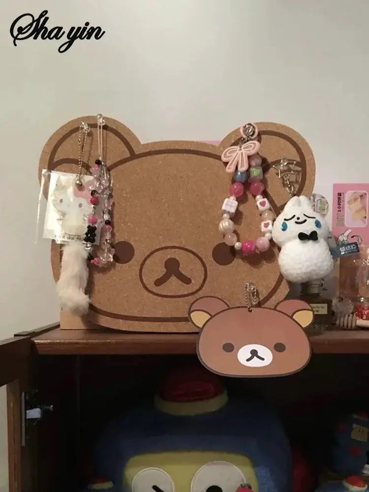 Tablero de fieltro con forma de oso marrón para mensajes, decoración de pared sin perforación, Simples Market