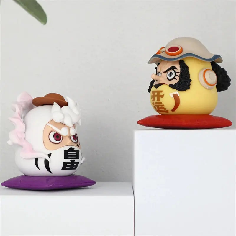 One Piece Q Version 6cm PVC Figurines Nika Luffy Zoro Sanji Nami Set Mini Statue Model Toy Car Ornament