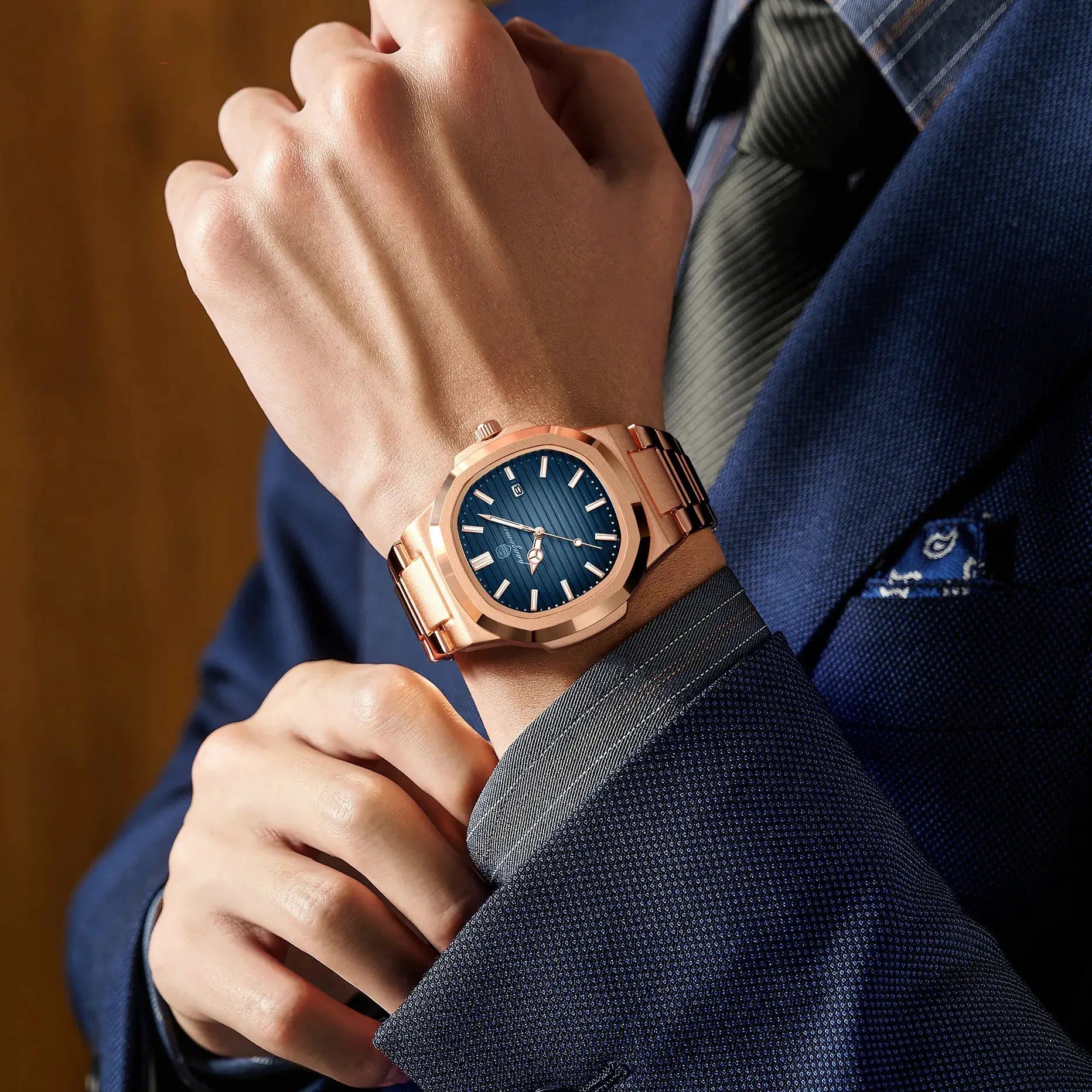 2026 Mens Fashion Watch Stainless Steel Waterproof Luminous Dial Quartz Movement With Date And Week
