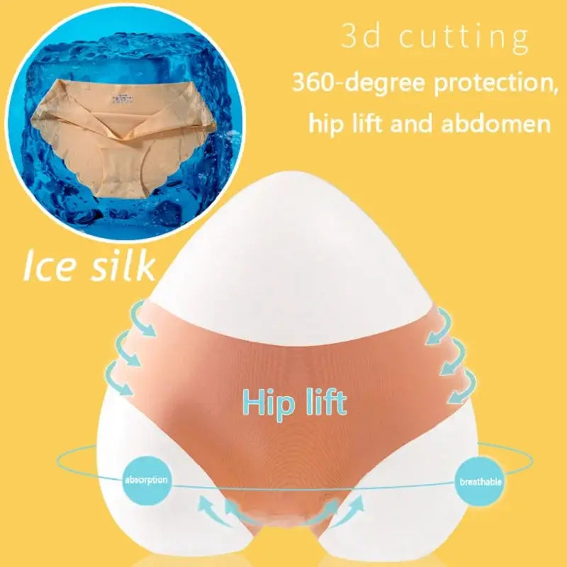 Simples Market Ice Silk seamless panties 4-piece set, peach color, ultra-thin hip-lift briefs