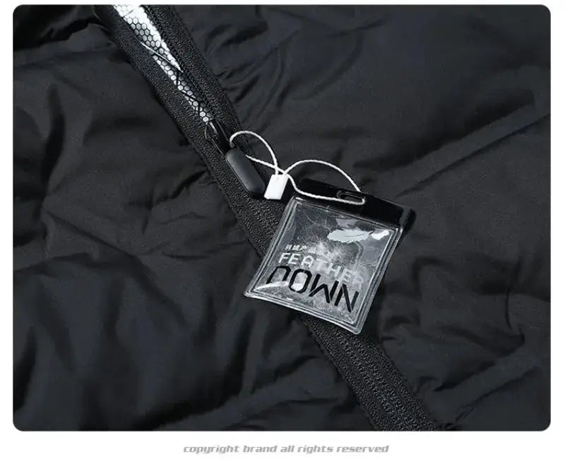 Winter Men Duck Down Jacket, black ultralight windproof waterproof coat with multiple pockets