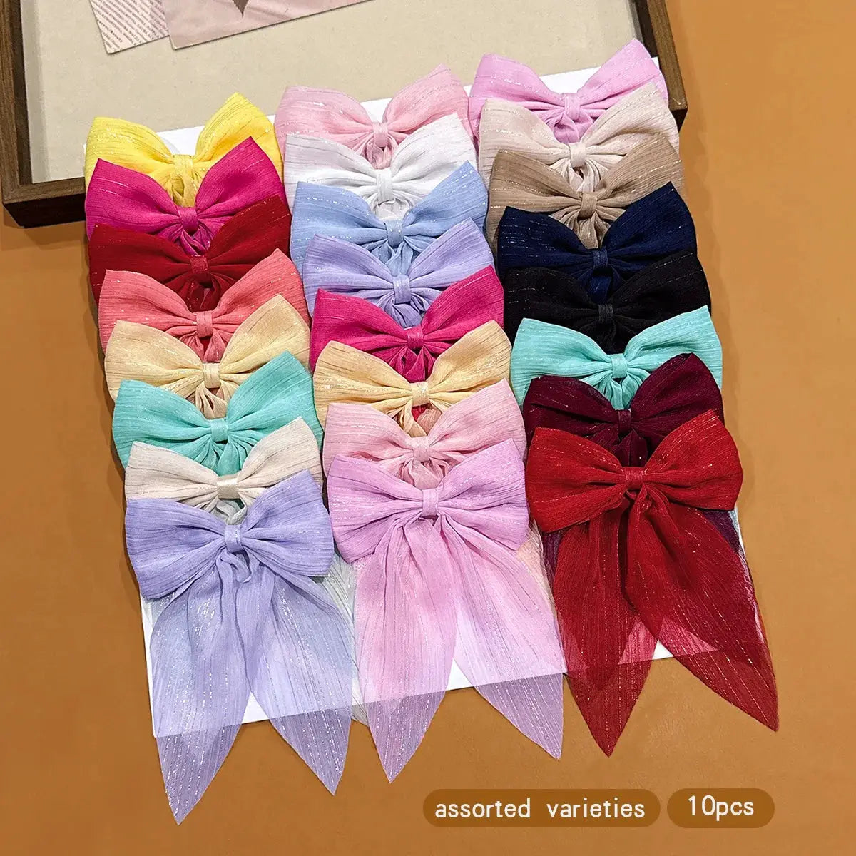 Aurora 10 Colors Bow Hair Clips Durable Polyester Barrettes for Everyday Styling Essentials