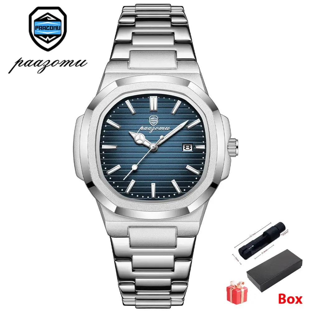 2026 Mens Fashion Watch Stainless Steel Waterproof Luminous Dial Quartz Movement With Date And Week
