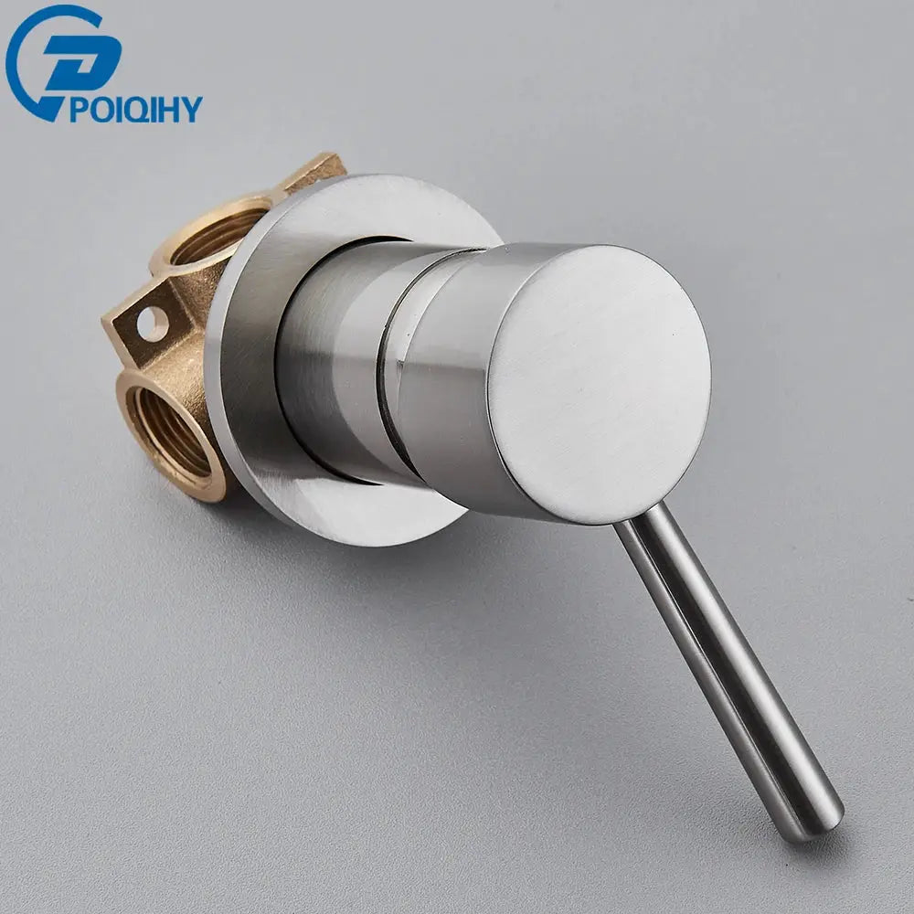 Brass mixer tap bathroom valve with chrome lever, concealed valve and brass mounting; POIOHY logo visible