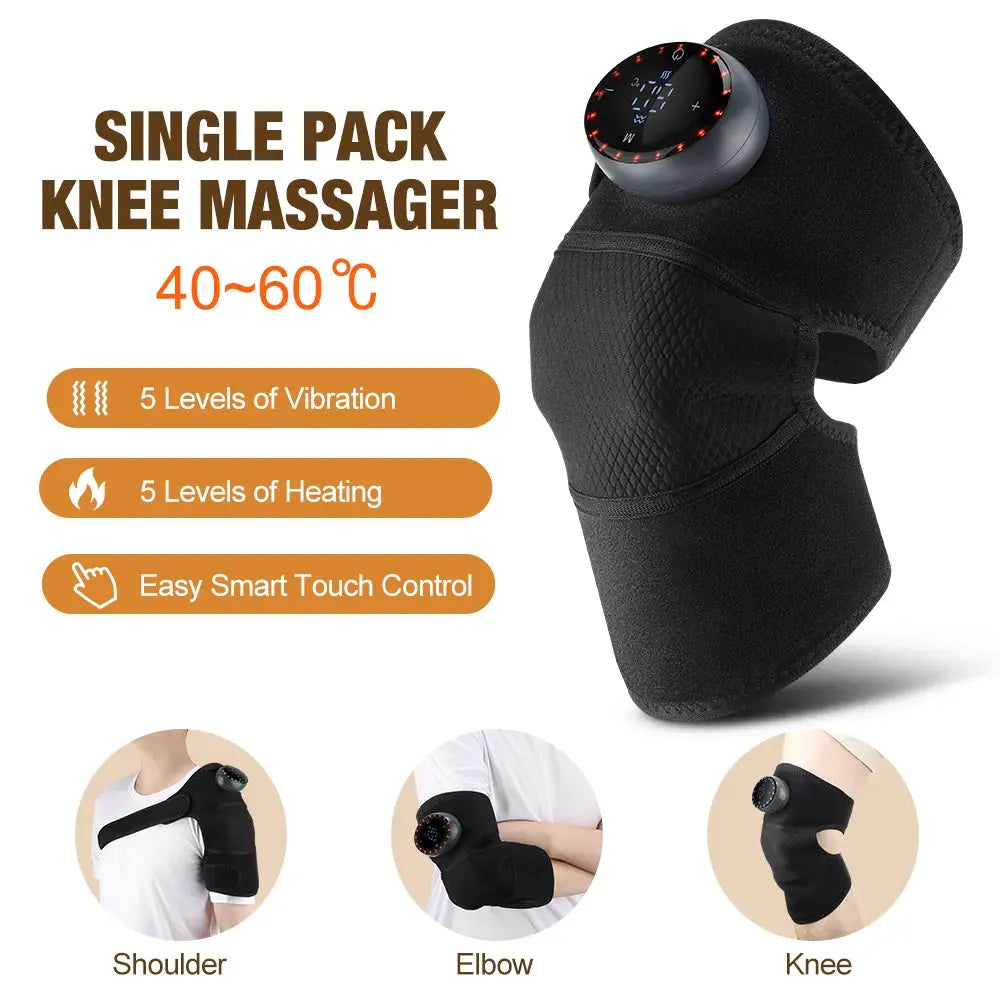 Simples Market electric knee massager, black knee wrap with dial, heating and vibration